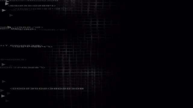 Futuristic Digital Code Glitch Overlay with Data Interface Distortion on Black Background