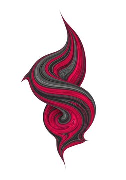 A stunning visual of crimson and charcoal swirls intertwining in a fluid digital dance, creating a strong sense of motion and depth, digital, mysterious, movement