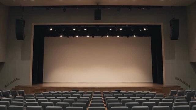 Empty theater space with rows of seats waiting for audience at a local event