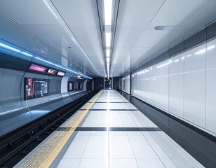 Fototapeta premium Modern subway station with train platform.