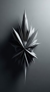 Mesmerizing monochromatic design showcasing sharp geometric shapes, fluid curves, and high-contrast lines creating a bold visual texture, visual, movement, elegant