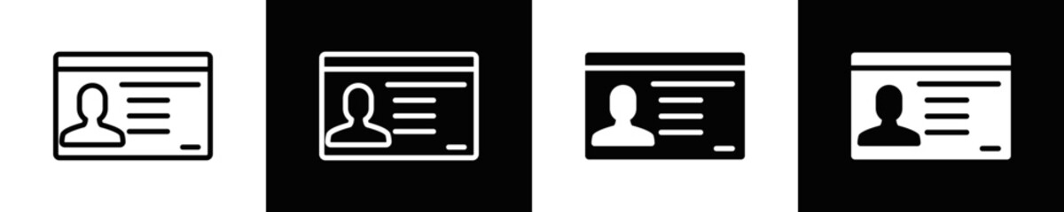 Fototapeta premium Identity Card Icon Set White And Black Background Style