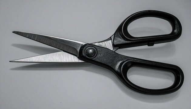 Close-up of black handled scissors bladesClose-up of black handled scissors blades