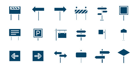 Navigation and Signboard Icon Set – Directional Marker and Street Sign Collection, EPS 10 © Aquavisionweath6