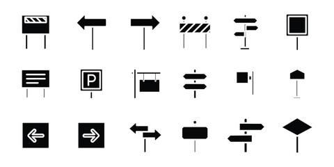 Navigation and Signboard Icon Set – Directional Marker and Street Sign Collection, EPS 10 © Aquavisionweath6