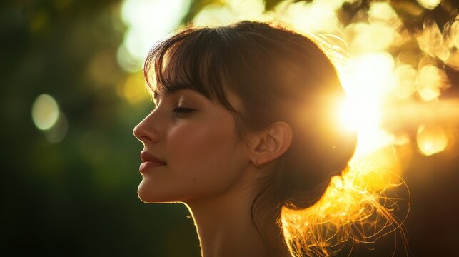 A woman&acirc;&euro;&trade;s profile portrait, captured with soft lighting and a blurred background.