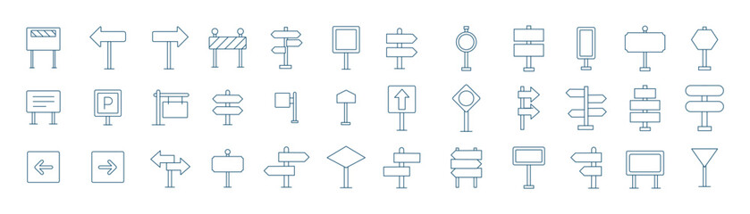 Signboard Icons Collection – Directional Signs, Traffic Markers and Information Boards, EPS 10 © Aquavisionweath6