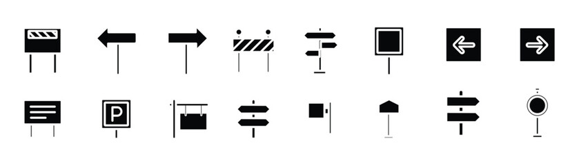 Road Sign and Direction Icon Set – Wayfinding and Navigation Signboard Collection, EPS 10 © Aquavisionweath6