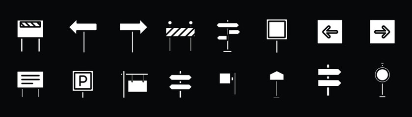 Road Sign and Direction Icon Set – Wayfinding and Navigation Signboard Collection, EPS 10 © Aquavisionweath6