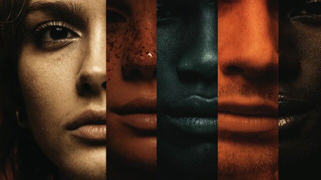 Multicultural faces coming together in a powerful collage representing unity and diversity