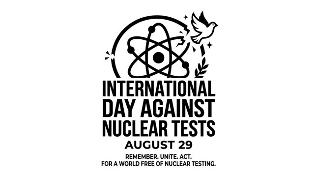 International Day Against Nuclear Tests Peace Dove Atom Symbol