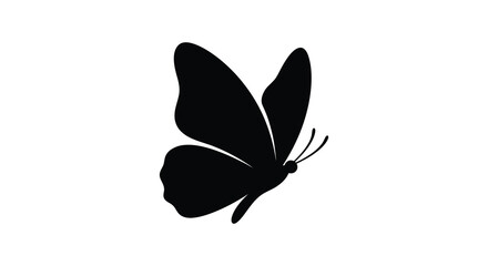 Black butterfly silhouette against a white background simple insect form © Md
