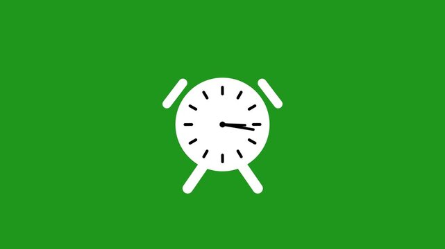 White alarm clock on green background simple minimalistic time