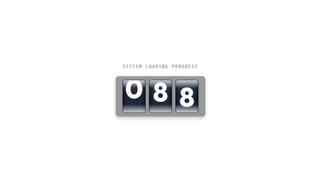 Digital loading counter animation displaying numerical progress percentages with smooth motion transitions in this high quality system interface video clip