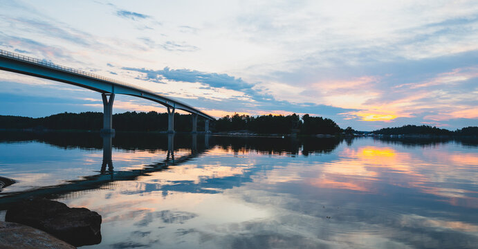 Summer moning mood at L&ouml;lv&ouml; bridge in Kasn&auml;s, Finland