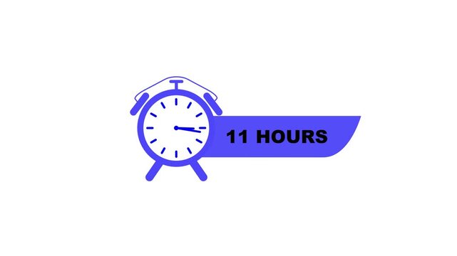 Blue alarm clock with 11 hours text time