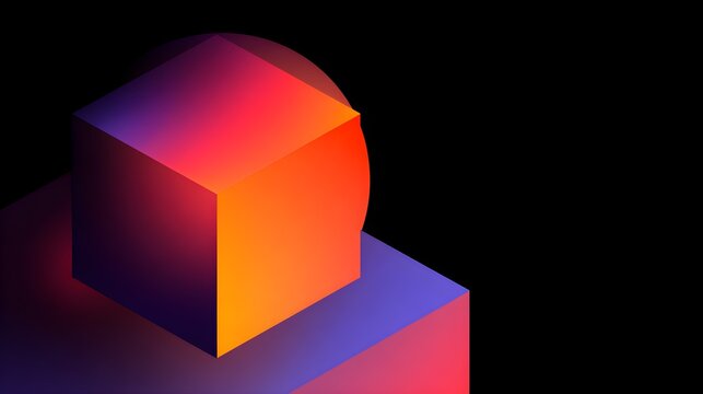Morphing geometric shapes in vibrant colors with rendering colorful morphing against black background