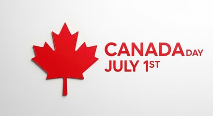 Fototapeta premium Canada Day celebration icon with maple leaf and text July 1st vector