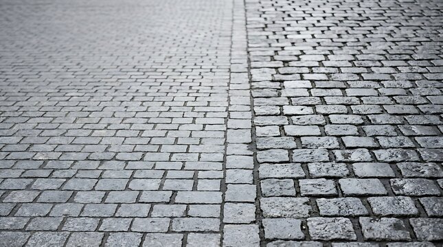 Textured grey cobblestone pavement street background