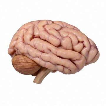 A realistic human brain model is shown in high detail, displaying complex surface folds, distinct lobes, and the cerebellum for anatomical and educational purposes in medical science