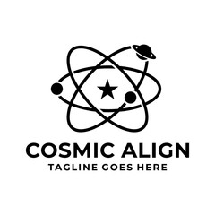 Planetary orbit with central star alignment space for cosmic align astronomy celestial universal exploration logo design © BlackEdits