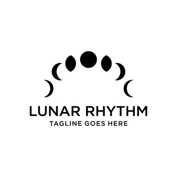 Abstract crescent moon phases sequence representing cycles time for lunar rhythm astronomy spiritual celestial logo design