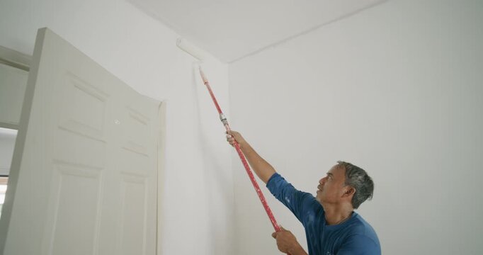 Asian mechanic man color paint interior home building industry
