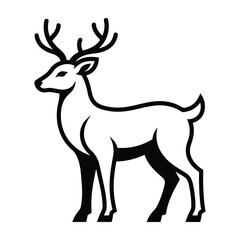 Fototapeta premium Minimalist Deer Silhouette Icon Featuring Elegant Antlers for Nature Branding Logo