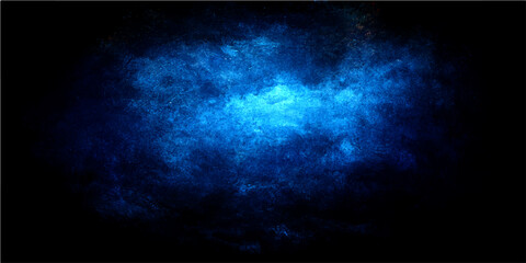 Abstract blue nebula with glowing particles and dust cloud in deep space with starlight and cosmic energy. © Zìyóu