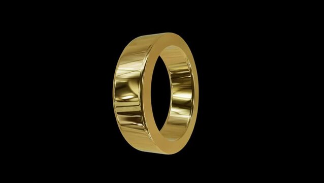 Shiny gold wedding ring isolated on a white background for jewelry design and luxury concept projects
