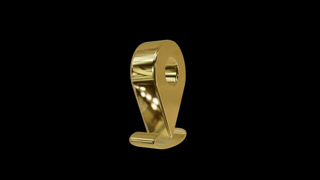 Shiny golden map location pin icon symbol isolated on a clean white background for navigation design