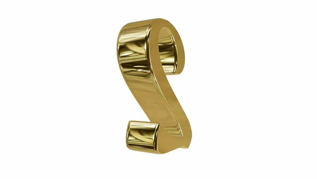 Shiny metallic gold number two isolated on a clean white background for luxury celebration designs