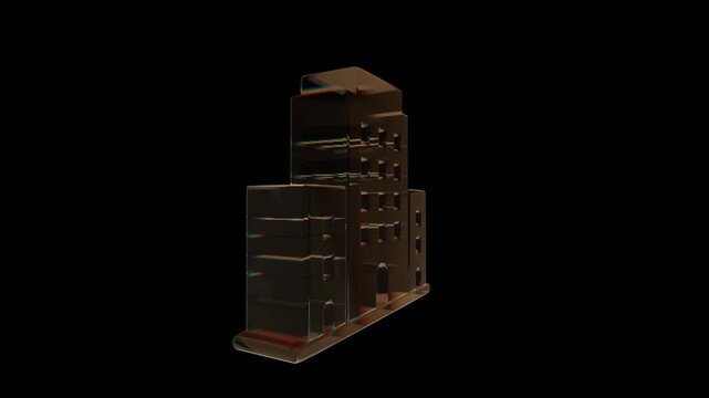 3d model of a modern office building icon isolated on a white background for business architecture
