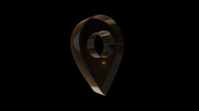 A shiny metallic 3d location pin icon representing navigation and map points for digital design
