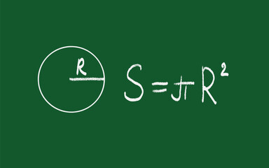 Circle Area Formula Written with Chalk on Green Blackboard Vector Illustration © Natalia