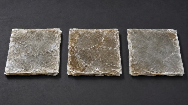 Flat Parallel Rows of Clear Natural Muscovite Mica Plates