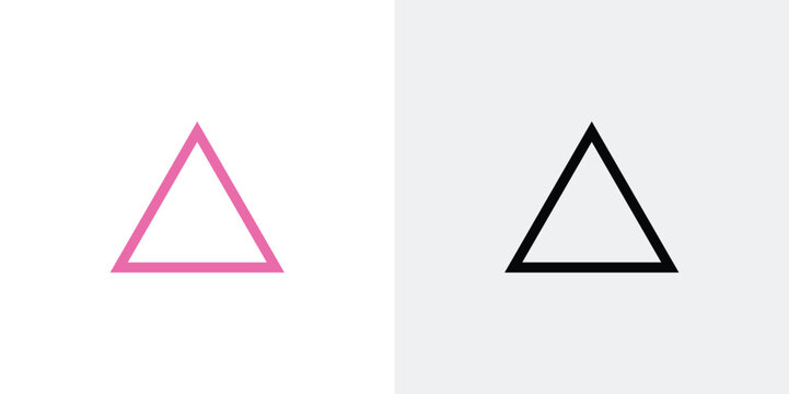Pink and black isosceles triangles on white background, pink triangle black triangle geometric shape