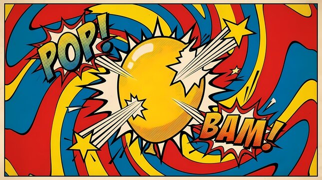 Pop art comic book explosion with pop and bam text.