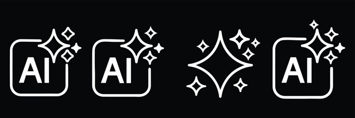 AI generate sparkles with square and stars icons.artificial intelligence and creativity Vector symbols illustration. © Hike Studio 10