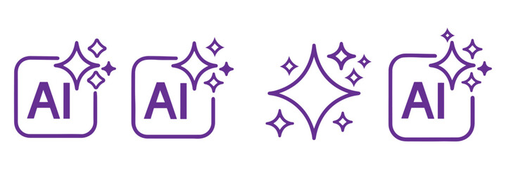 AI generate sparkles with square and stars icons.artificial intelligence and creativity Vector symbols illustration. © Hike Studio 10