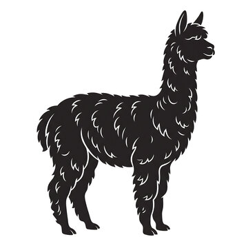 Black and white alpaca animal vector illustration