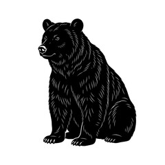 Fototapeta premium Black bear sitting in a natural pose with dotted texture