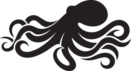 Black octopus silhouette on white background © MDZiaul