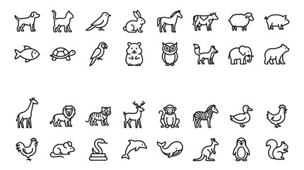 Animal and wildlife outline icon collection. © Fenny