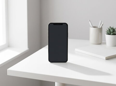 Modern Smartphone Mockup on Clean White Desk