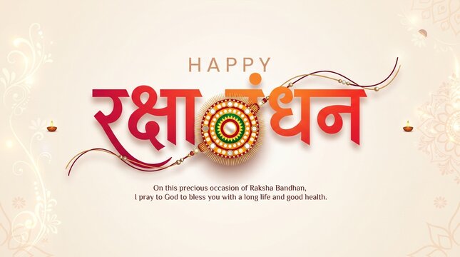 Indian festival Raksha Bandhan hand lettring Greeting Card Template Design with rakhi and creative text.
