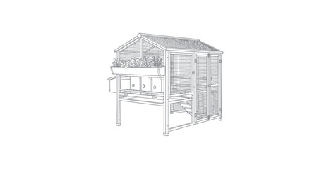 Chicken Coop with Planter Box Vector Illustration © SaljuCreative