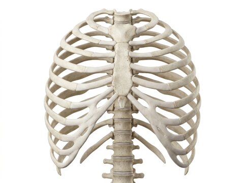 Human rib cage anatomy isolated on white with studio lighting concept for medical education