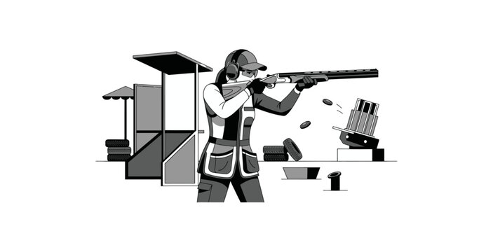 Clay Pigeon Shooter Vector Illustration