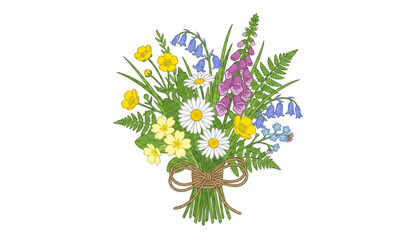 Beltane wildflower bouquet spring floral arrangement vector illustration isolated on white © Polash